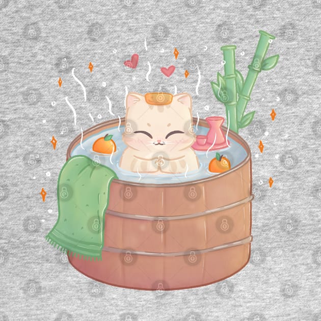 Hot Tub Onsen Cat by LenasScribbles